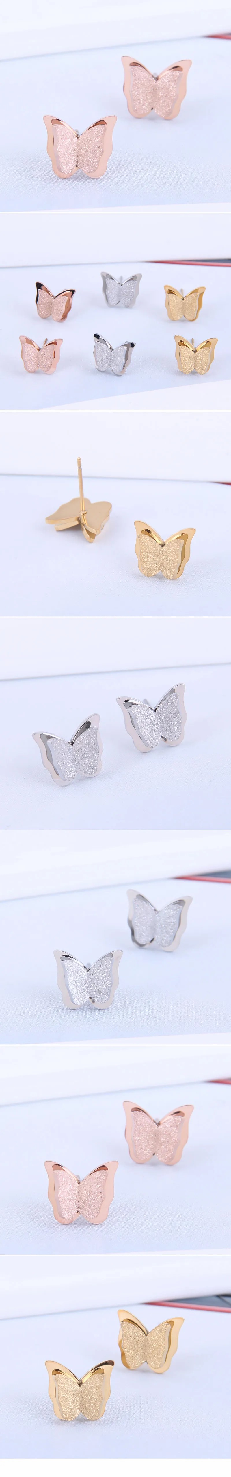 Korean Fashion Butterfly Titanium Steel Stud Earrings Wholesale Colorza_colorza_1
