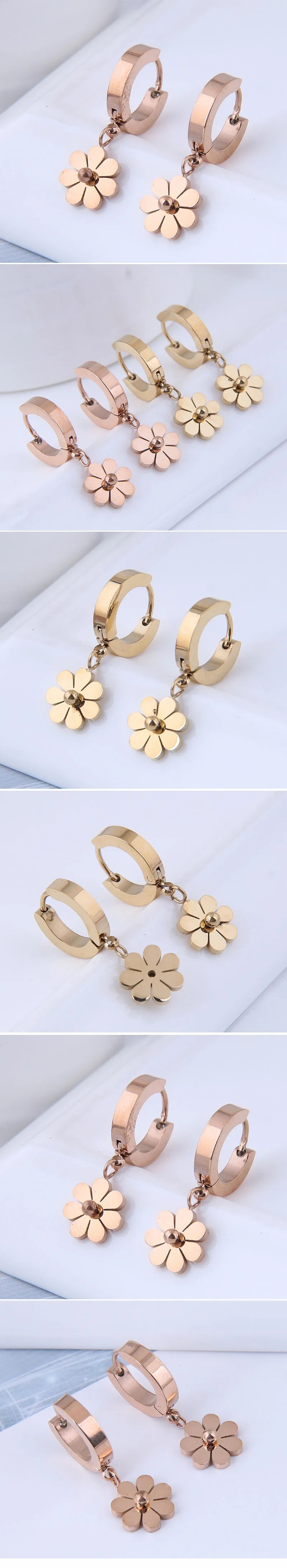 Simple Small Chrysanthemum Titanium Steel Ear Clip_colorza_1
