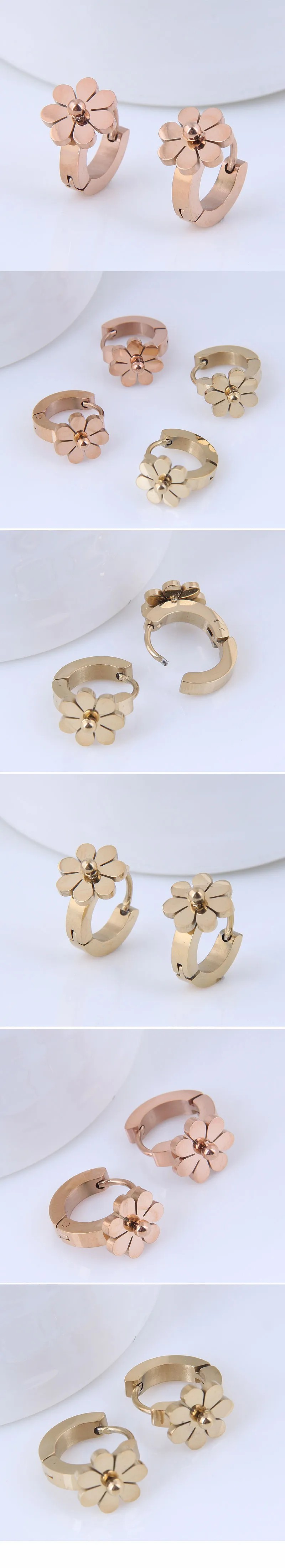 Korean Titanium Steel Chrysanthemum Earrings_colorza_1