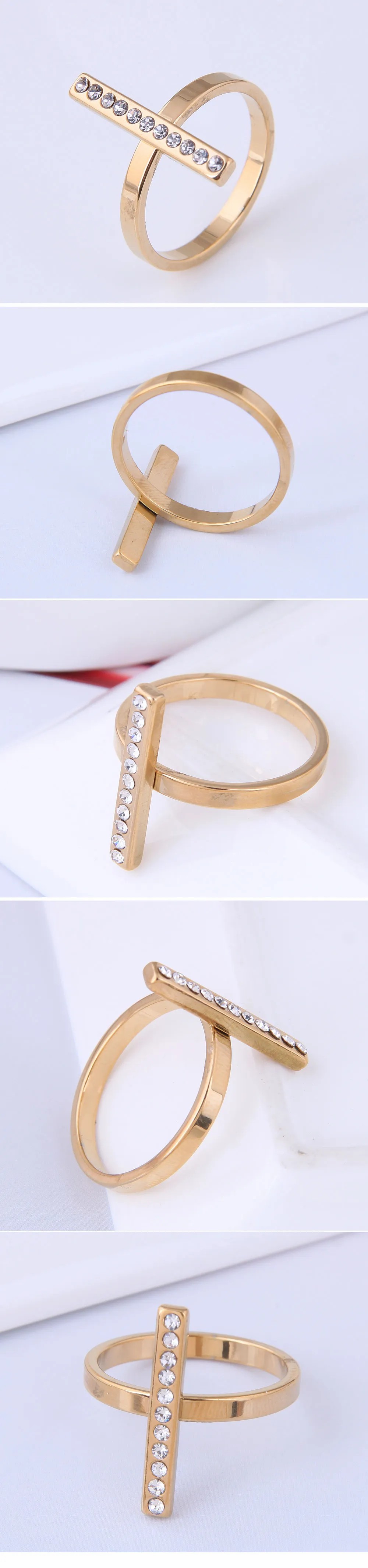 Korean Fashion Hip-Hop Strips Simple Diamond-Studded Stainless Steel Ring_colorza_1