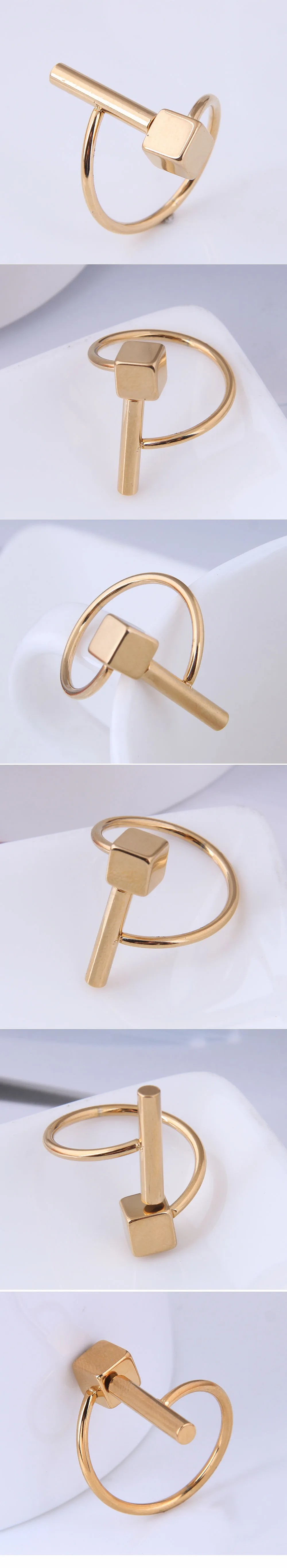 Korean Fashion Stainless Steel Simple Vertical Strip Rubik's Cube Ring_colorza_1
