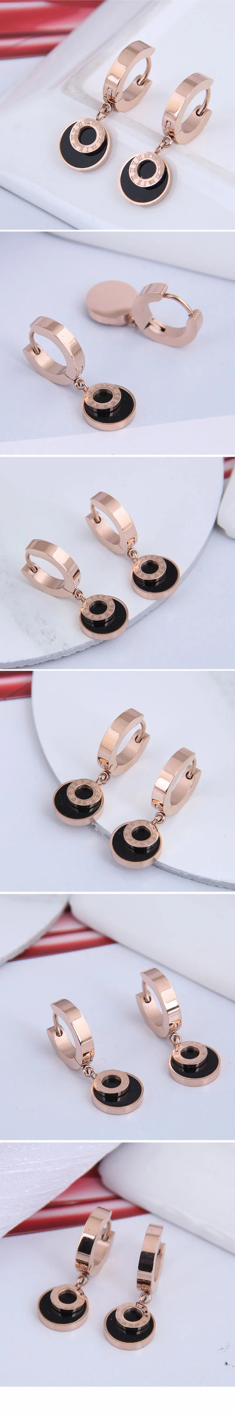 Fashion Titanium Steel Simple Round Number Earrings_colorza_1