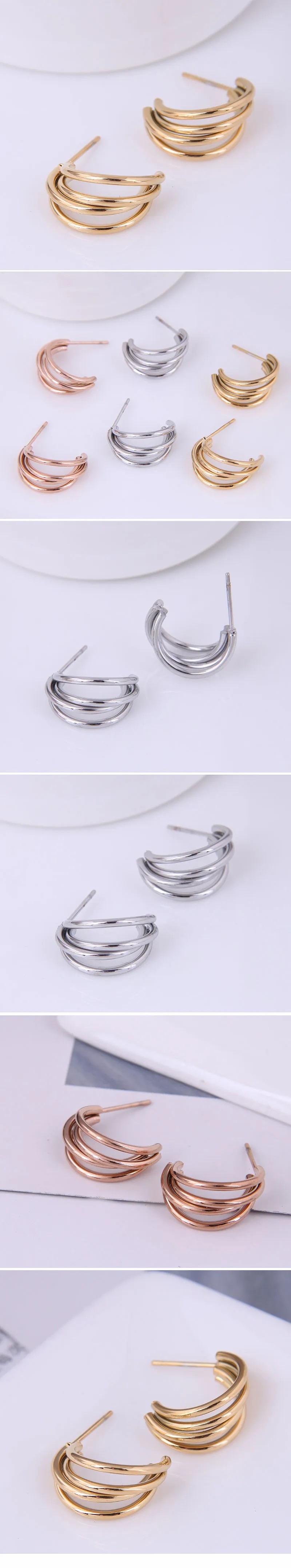 Exquisite Korean Titanium Steel C-Shaped Earrings_colorza_1