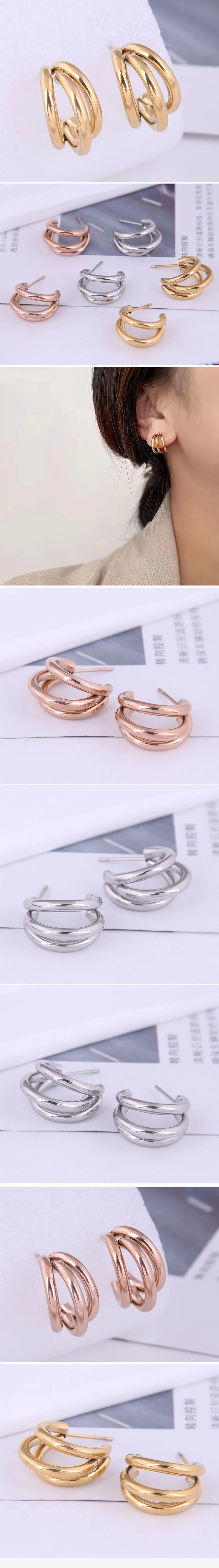 Fashion Sweet Simple Personality Titanium Steel Temperament Earrings_colorza_1