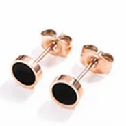Women's Titanium Steel Black Small Circle Stud Earrings_colorza_1