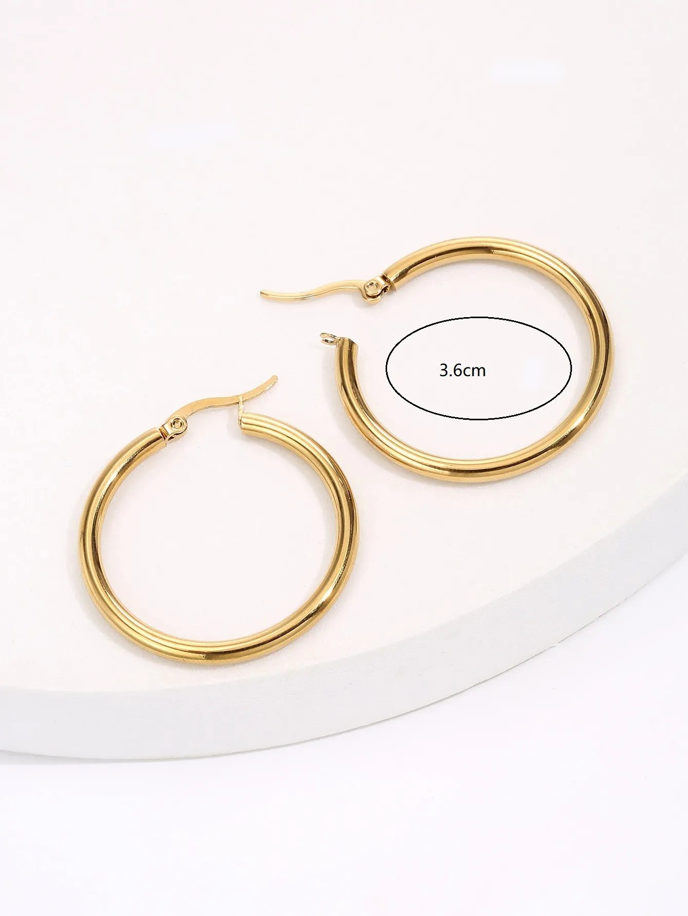 Fashion Creative Glossy Stainless Steel Electroplated 18K Circle Earrings_colorza_4