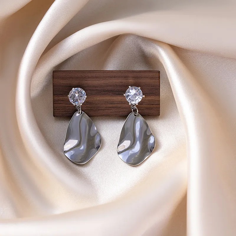 Fashion Curved Stainless Steel Triangle Oval Round Earrings_colorza_2