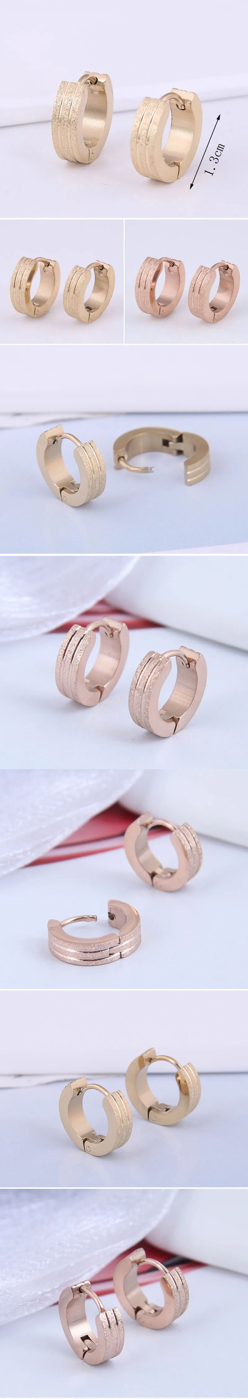 Fashion Simple Rose Gold Golden Titanium Steel Hoop Earrings_colorza_1
