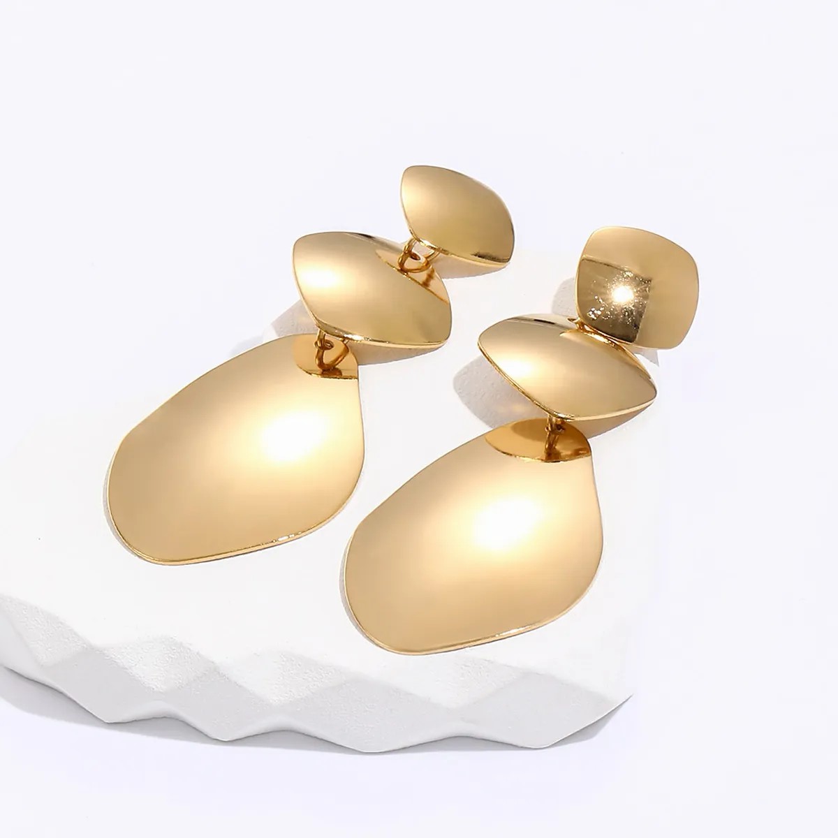 Fashion Simple Geometric Shape Electroplated 18K Gold Stainless Steel Earrings_colorza_2