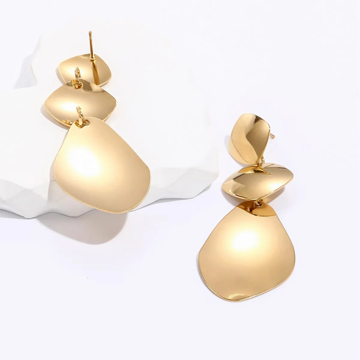 Fashion Simple Geometric Shape Electroplated 18K Gold Stainless Steel Earrings_colorza_3