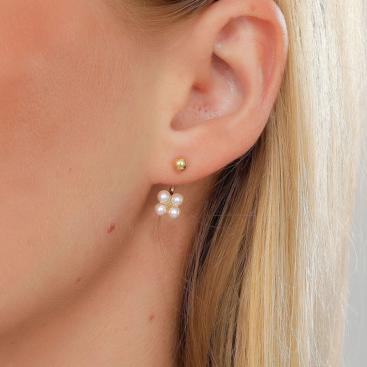 Fashion Creative Simple Stainless Steel Electroplated 18K Gold Small Pearl Earrings_colorza_1