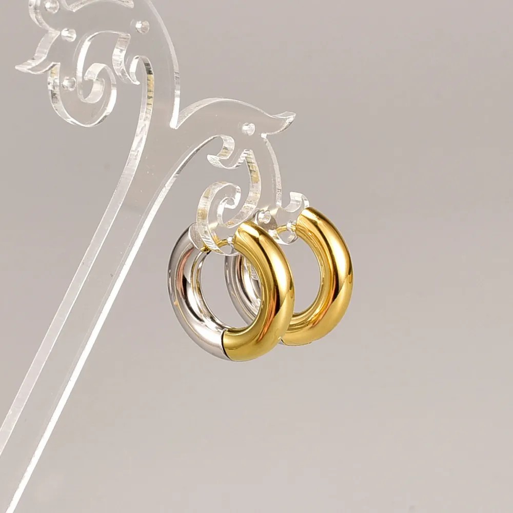 Korean Style Geometric Titanium Steel Earrings Buckle No Inlaid Stainless Steel Earrings_colorza_1