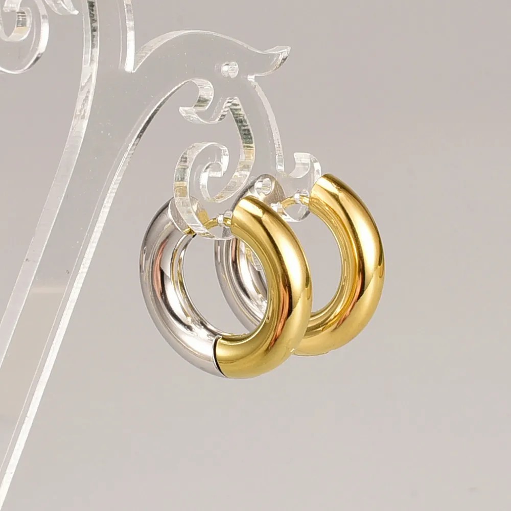 Korean Style Geometric Titanium Steel Earrings Buckle No Inlaid Stainless Steel Earrings_colorza_2