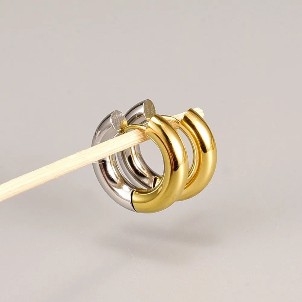 Korean Style Geometric Titanium Steel Earrings Buckle No Inlaid Stainless Steel Earrings_colorza_4