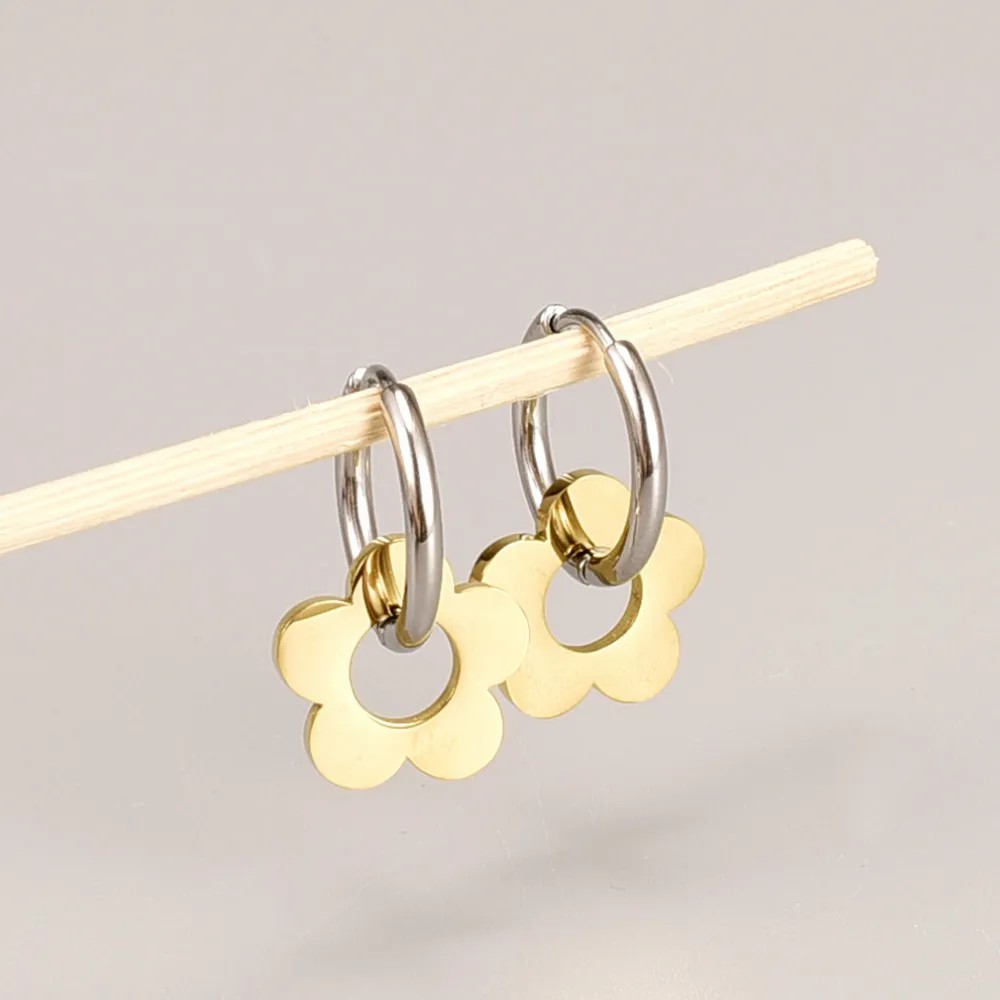 Korean Style Geometric Titanium Steel Earrings Buckle No Inlaid Stainless Steel Earrings_colorza_1