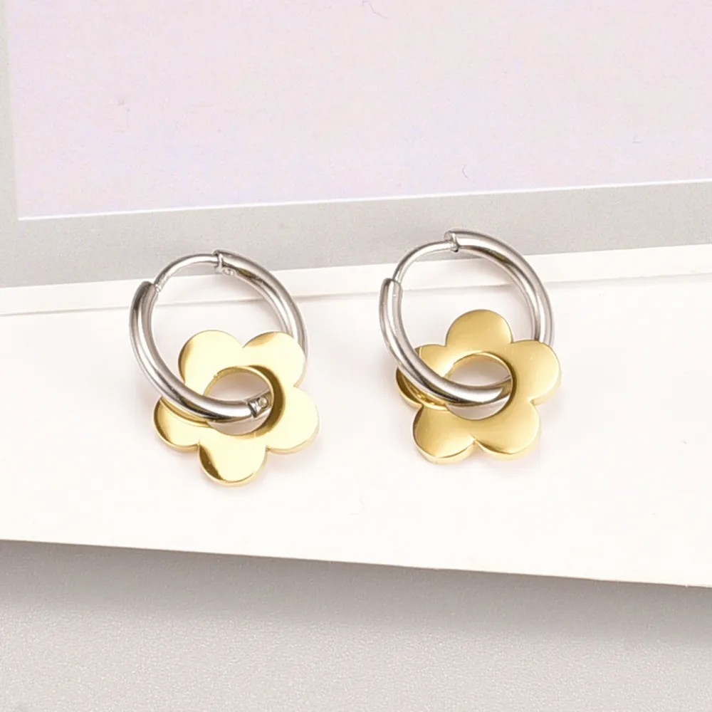 Korean Style Geometric Titanium Steel Earrings Buckle No Inlaid Stainless Steel Earrings_colorza_2