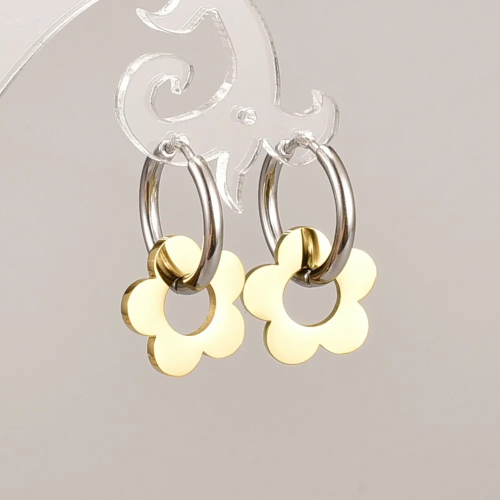 Korean Style Geometric Titanium Steel Earrings Buckle No Inlaid Stainless Steel Earrings_colorza_3