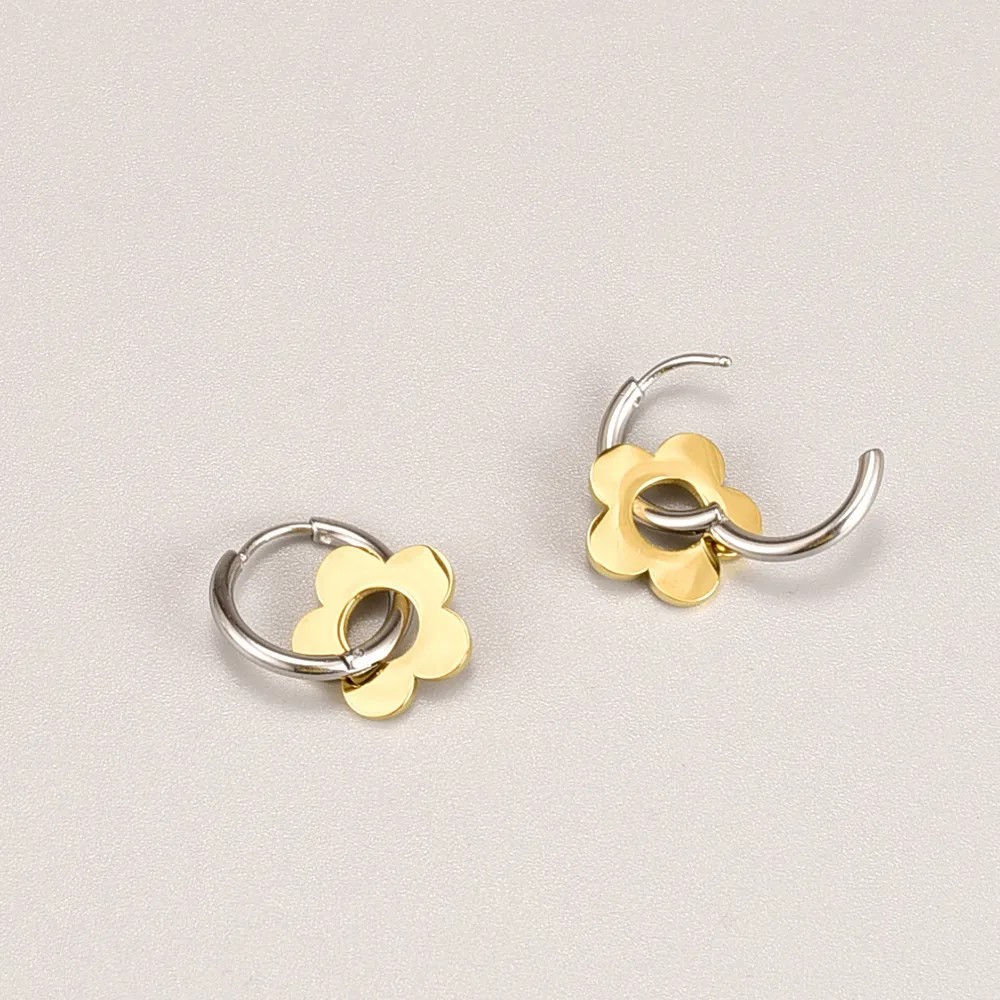 Korean Style Geometric Titanium Steel Earrings Buckle No Inlaid Stainless Steel Earrings_colorza_4