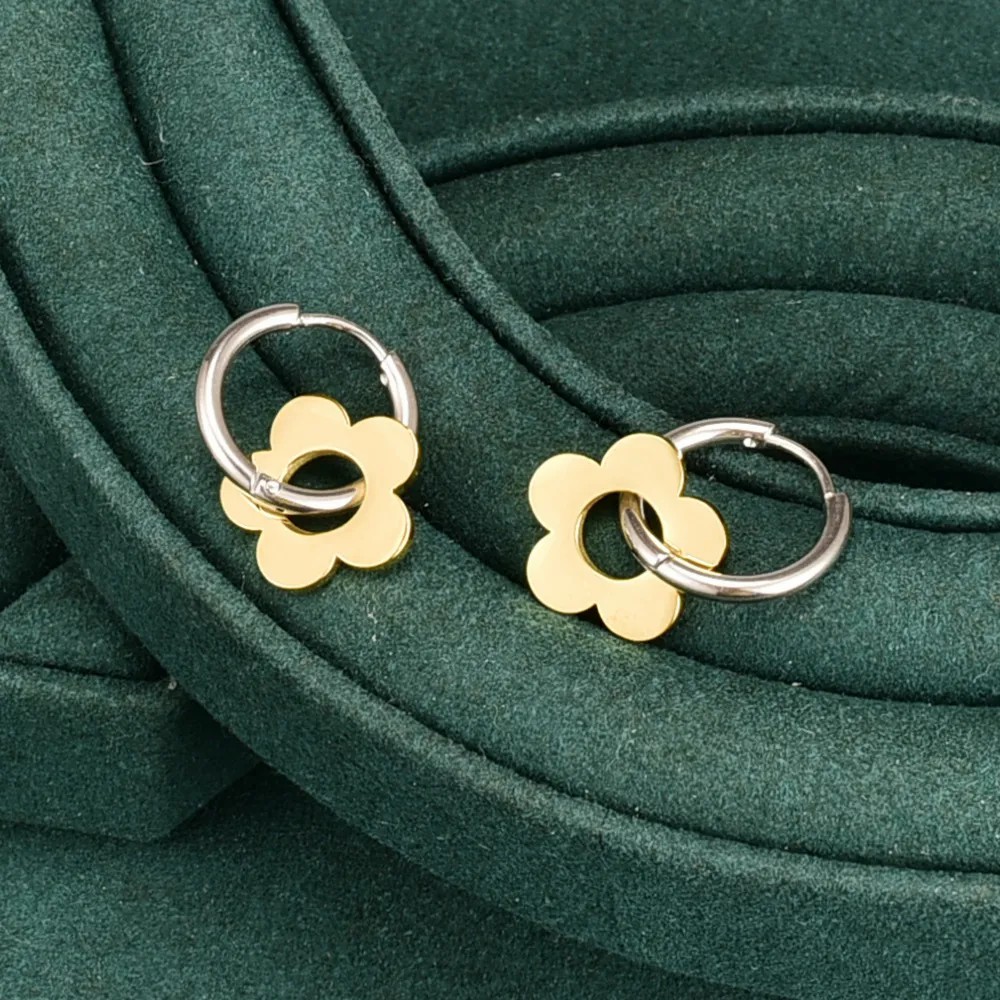 Korean Style Geometric Titanium Steel Earrings Buckle No Inlaid Stainless Steel Earrings_colorza_5