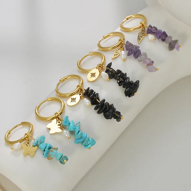 Fashion Flower Butterfly Stainless Steel Earrings No Inlaid Stainless Steel Earrings_colorza_1