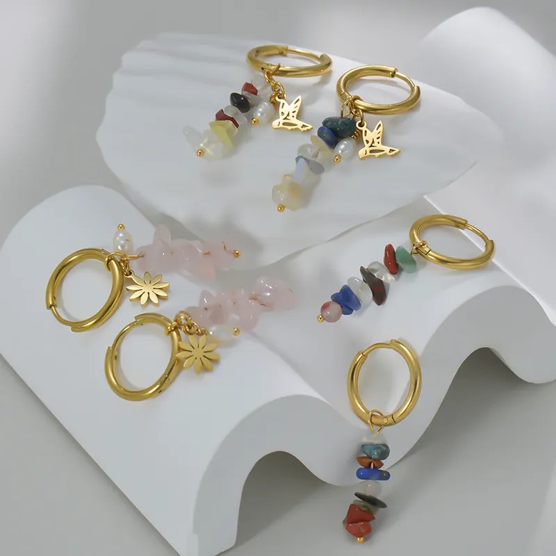 Fashion Flower Butterfly Stainless Steel Earrings No Inlaid Stainless Steel Earrings_colorza_2