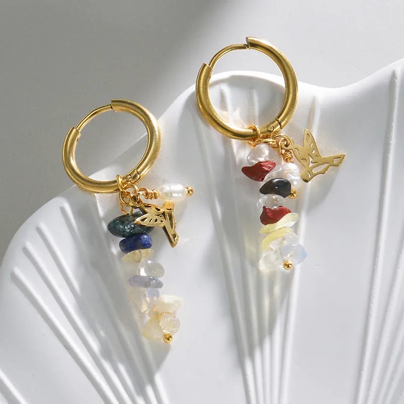 Fashion Flower Butterfly Stainless Steel Earrings No Inlaid Stainless Steel Earrings_colorza_3