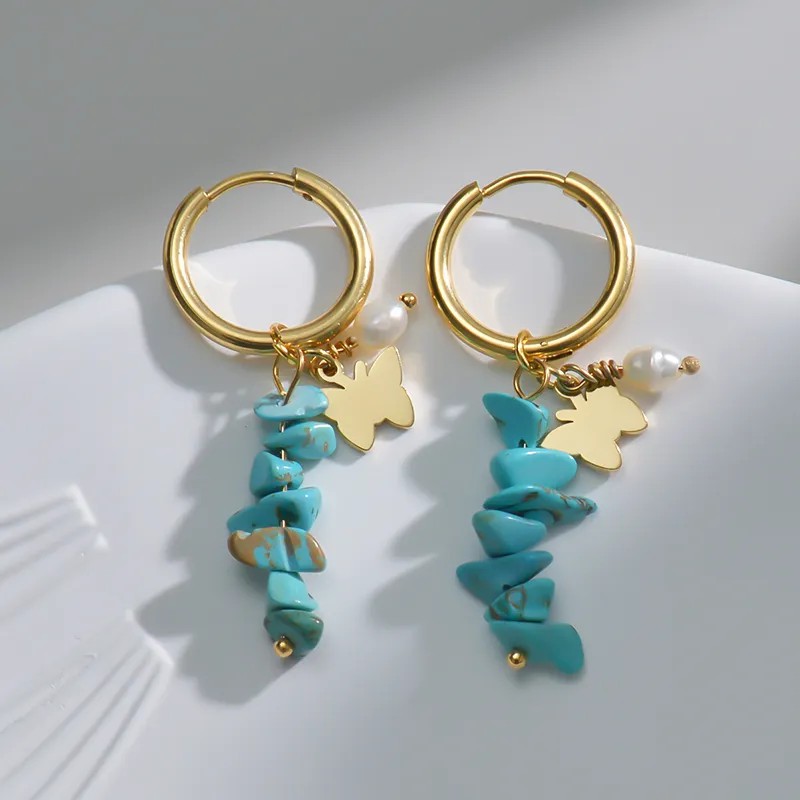 Fashion Flower Butterfly Stainless Steel Earrings No Inlaid Stainless Steel Earrings_colorza_4