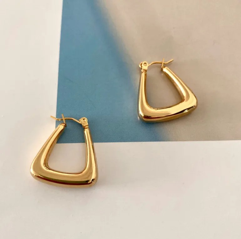 Women Retro Geometric Titanium Steel Earrings Plating Stainless Steel Earrings_colorza_1