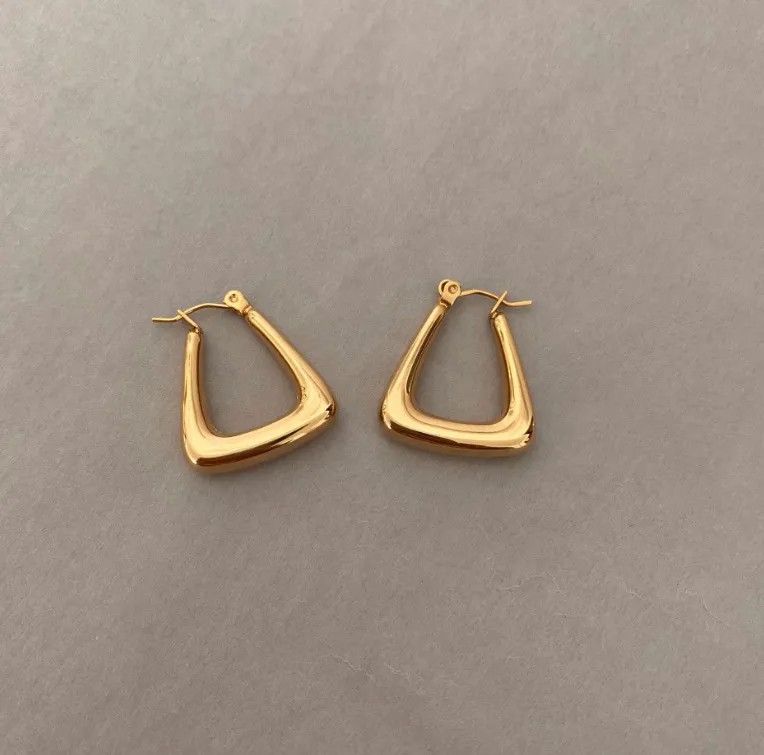 Women Retro Geometric Titanium Steel Earrings Plating Stainless Steel Earrings_colorza_2