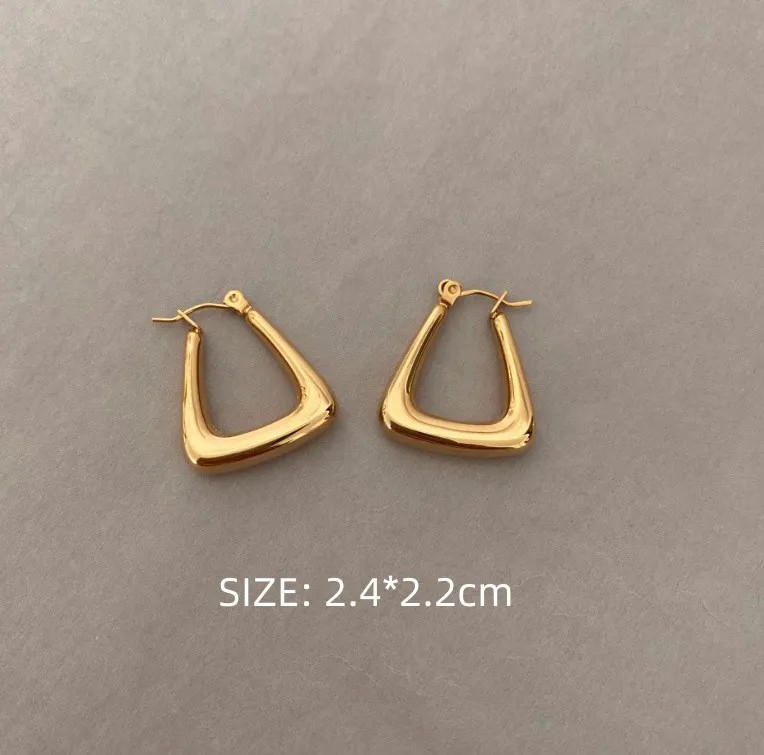 Women Retro Geometric Titanium Steel Earrings Plating Stainless Steel Earrings_colorza_4