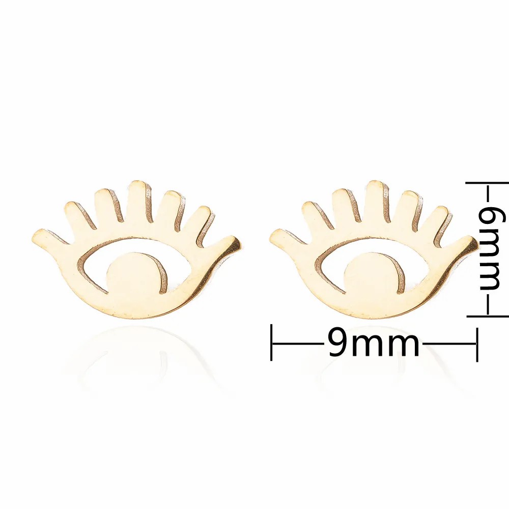 Women Fashion Eye Metal No Inlaid Ear Studs Plating Stainless Steel Earrings_colorza_3