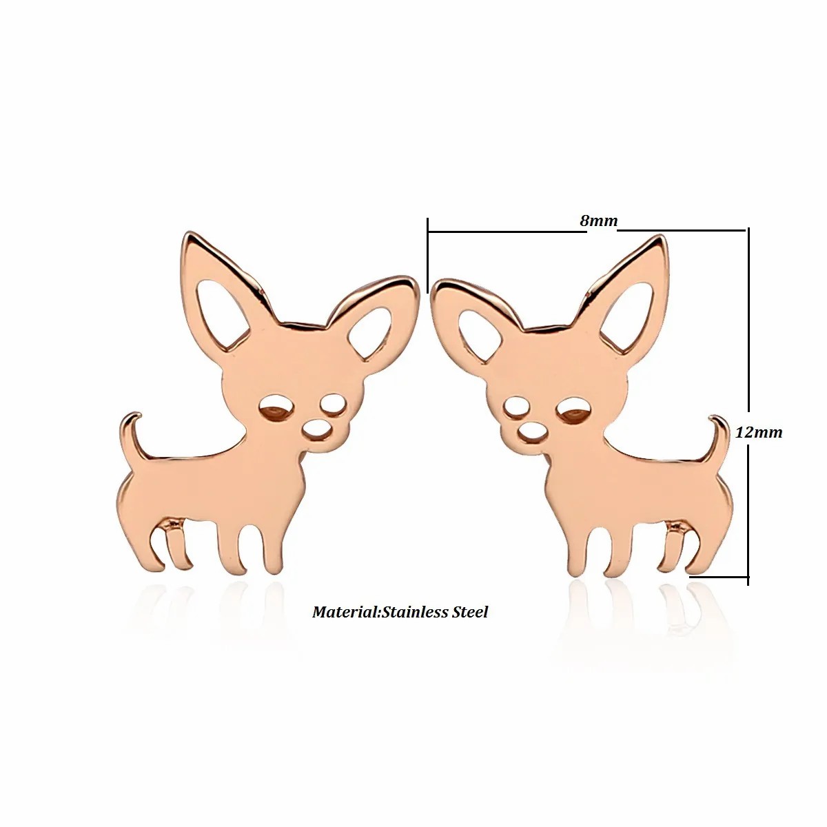 Women Simple Style Dog Stainless Steel No Inlaid Ear Studs Stainless Steel Earrings_colorza_2