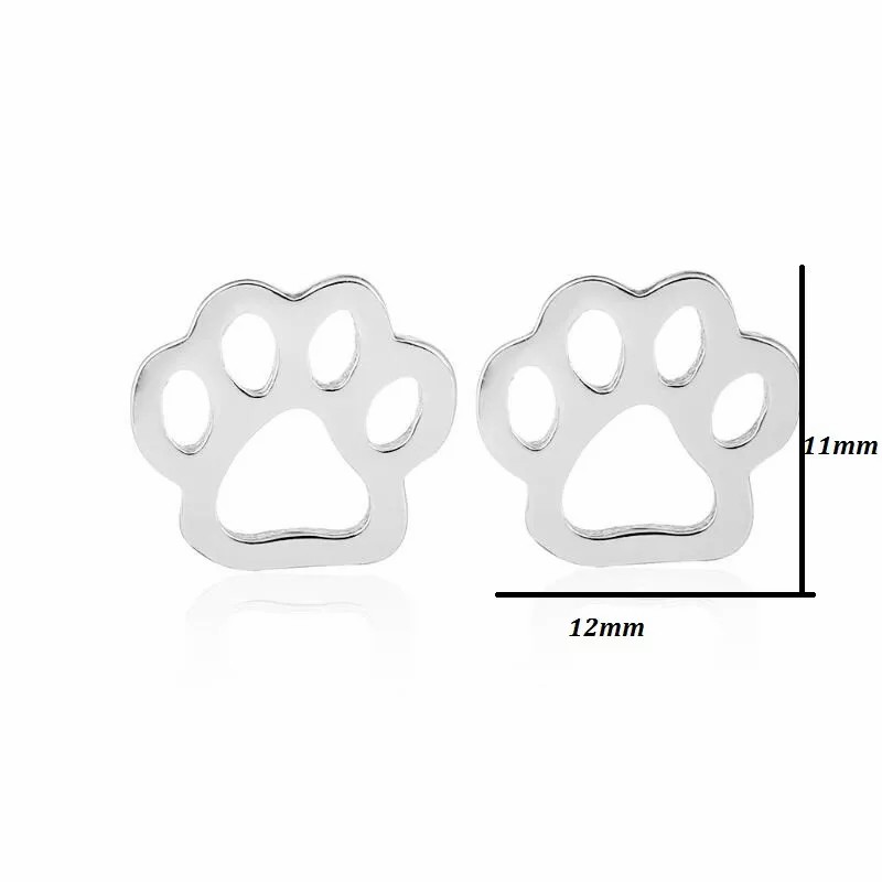 Women Simple Style Paw Print Stainless Steel No Inlaid Ear Studs Plating Stainless Steel Earrings_colorza_1