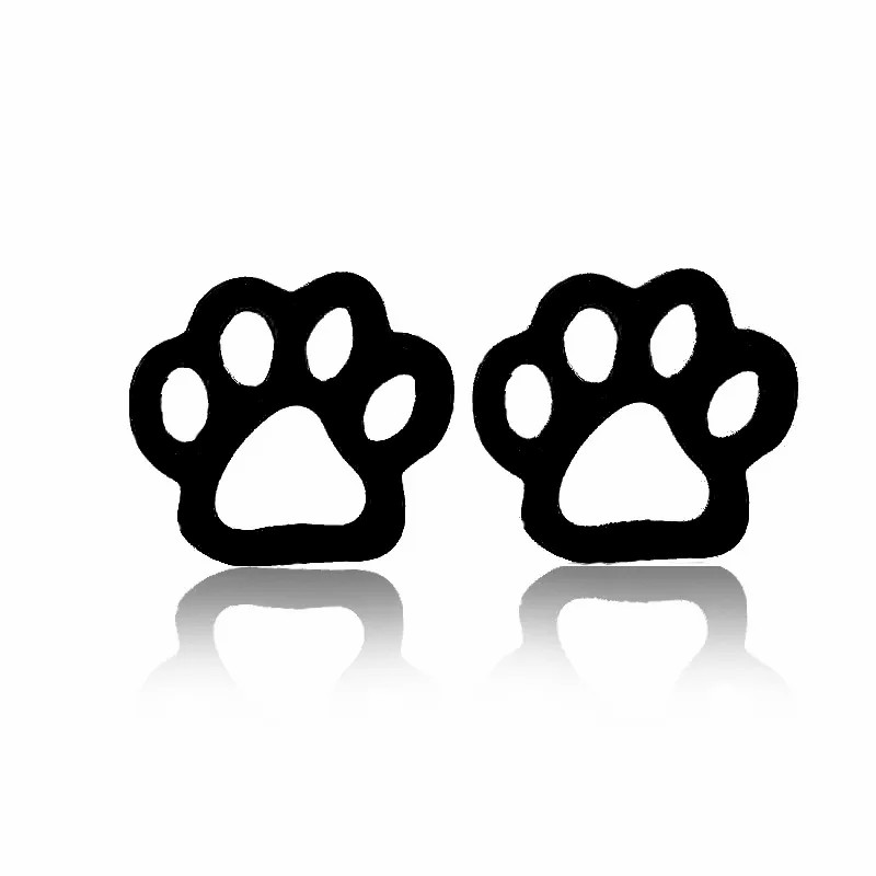 Women Simple Style Paw Print Stainless Steel No Inlaid Ear Studs Plating Stainless Steel Earrings_colorza_2