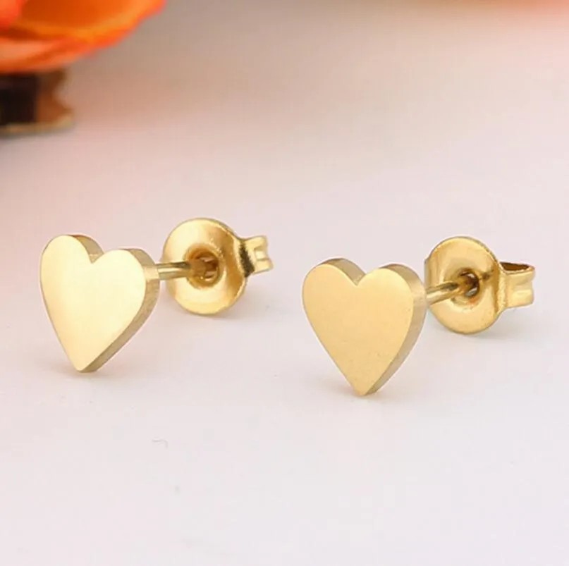 Women Fashion Heart Stainless Steel No Inlaid Ear Studs Stainless Steel Earrings_colorza_1