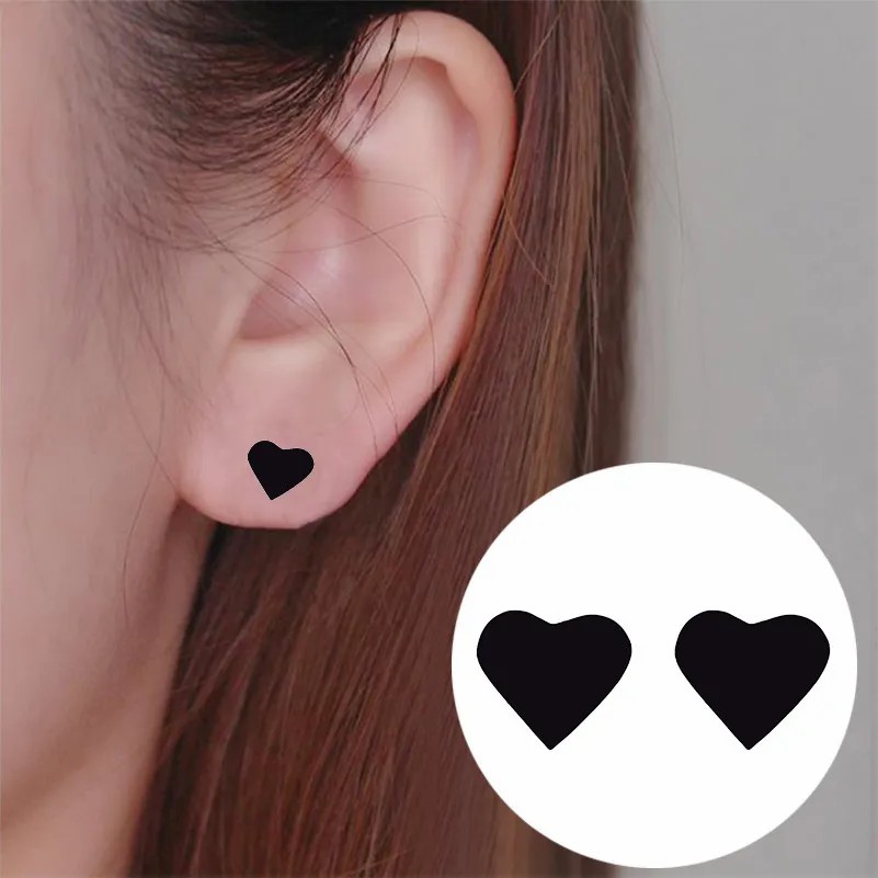 Women Fashion Heart Stainless Steel No Inlaid Ear Studs Stainless Steel Earrings_colorza_4