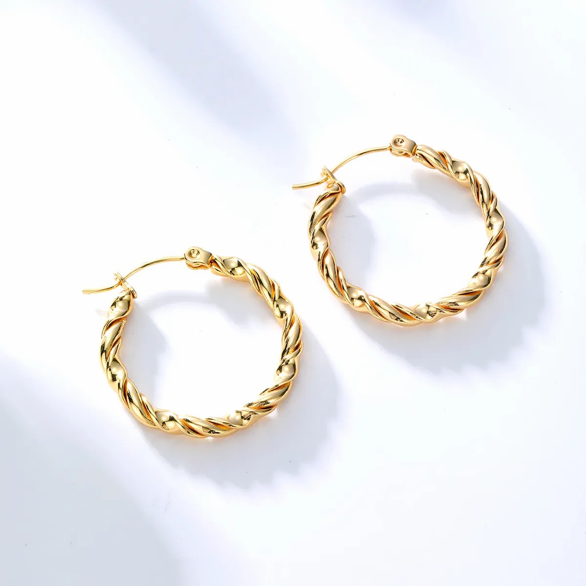 Unisex Vintage Style Twist Stainless Steel Earrings Plating Stainless Steel Earrings_colorza_2
