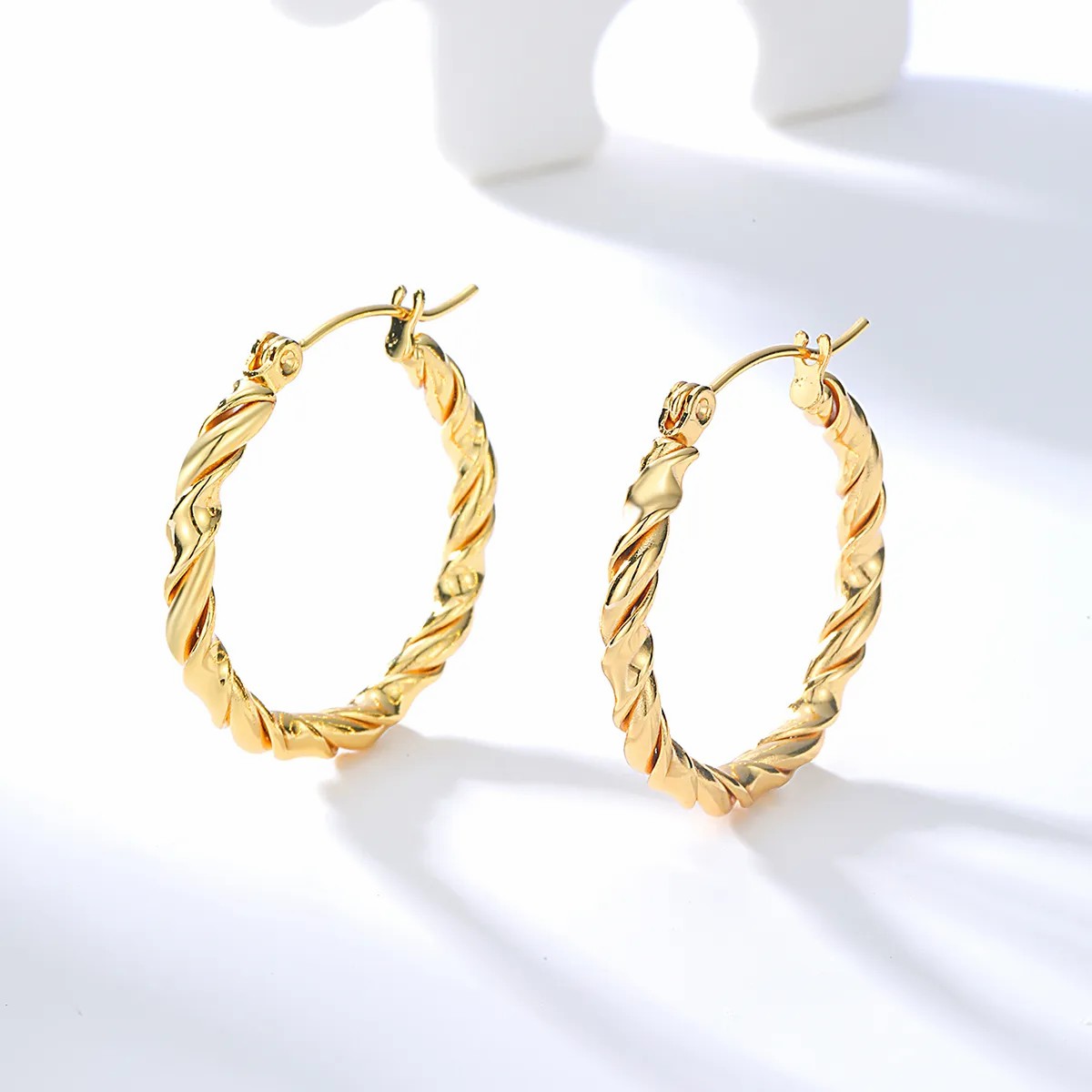 Unisex Vintage Style Twist Stainless Steel Earrings Plating Stainless Steel Earrings_colorza_4