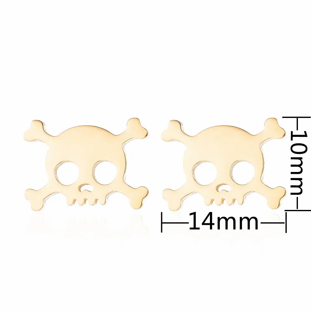 Unisex Simple Style Skull Stainless Steel No Inlaid Ear Studs Stainless Steel Earrings_colorza_4