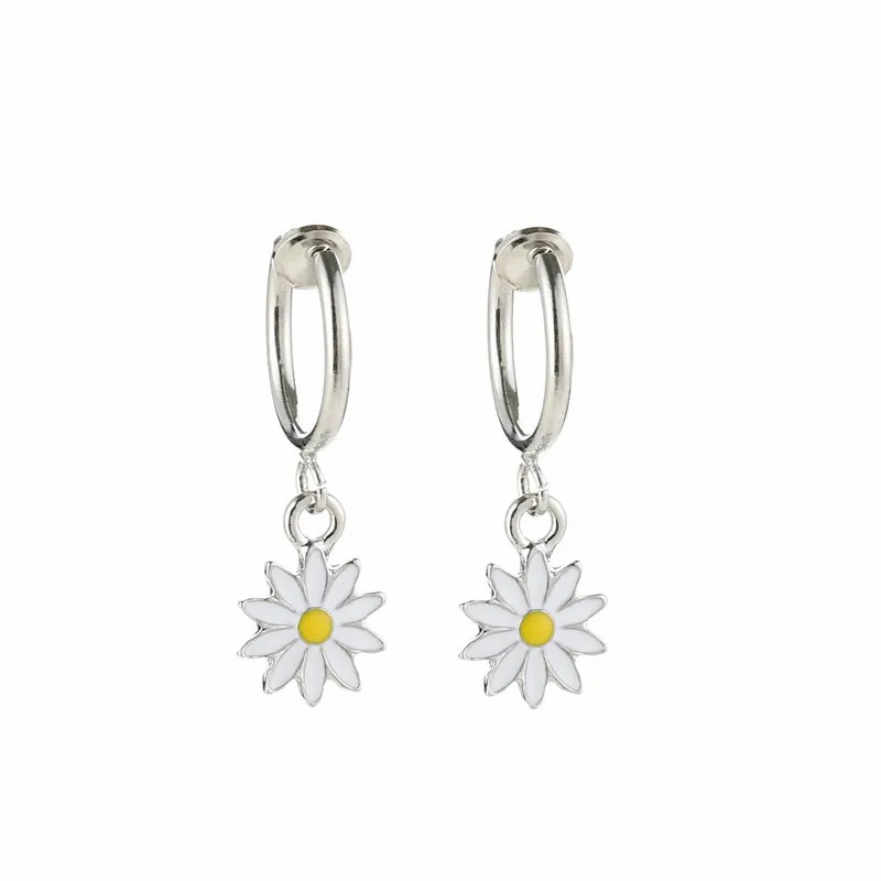 Sweet Daisy Stainless Steel Hoop Earrings Stainless Steel Earrings_colorza_1