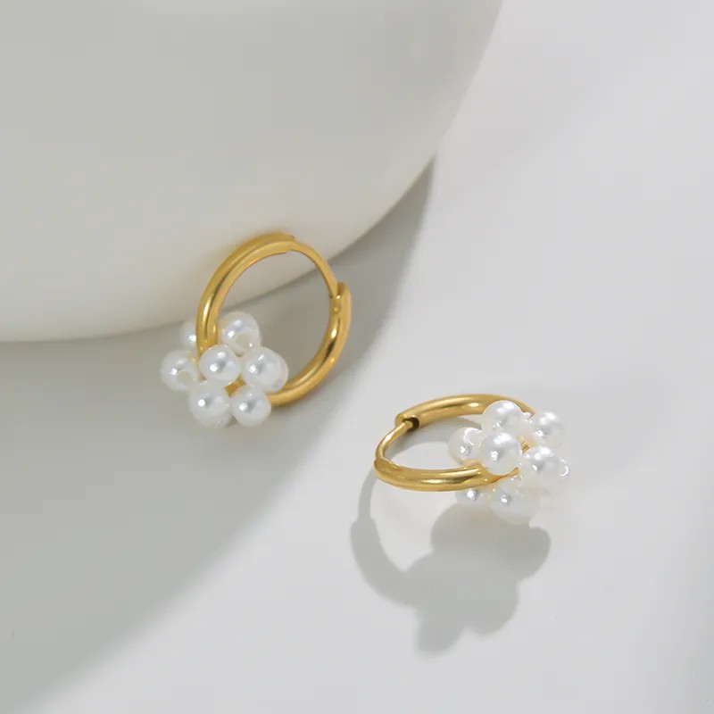Vintage Style Stainless Steel Earrings Plating Artificial Pearls Stainless Steel Earrings_colorza_1