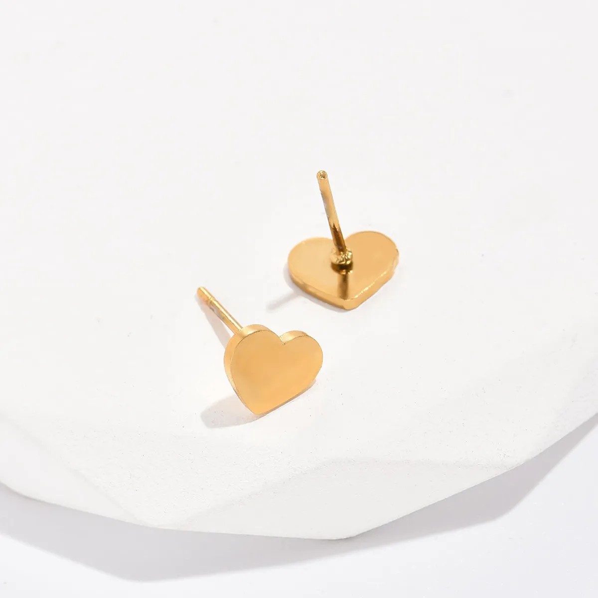 Simple Style Triangle Heart Shape Flower Steel Ear Studs Plating Stainless Steel Earrings_colorza_4