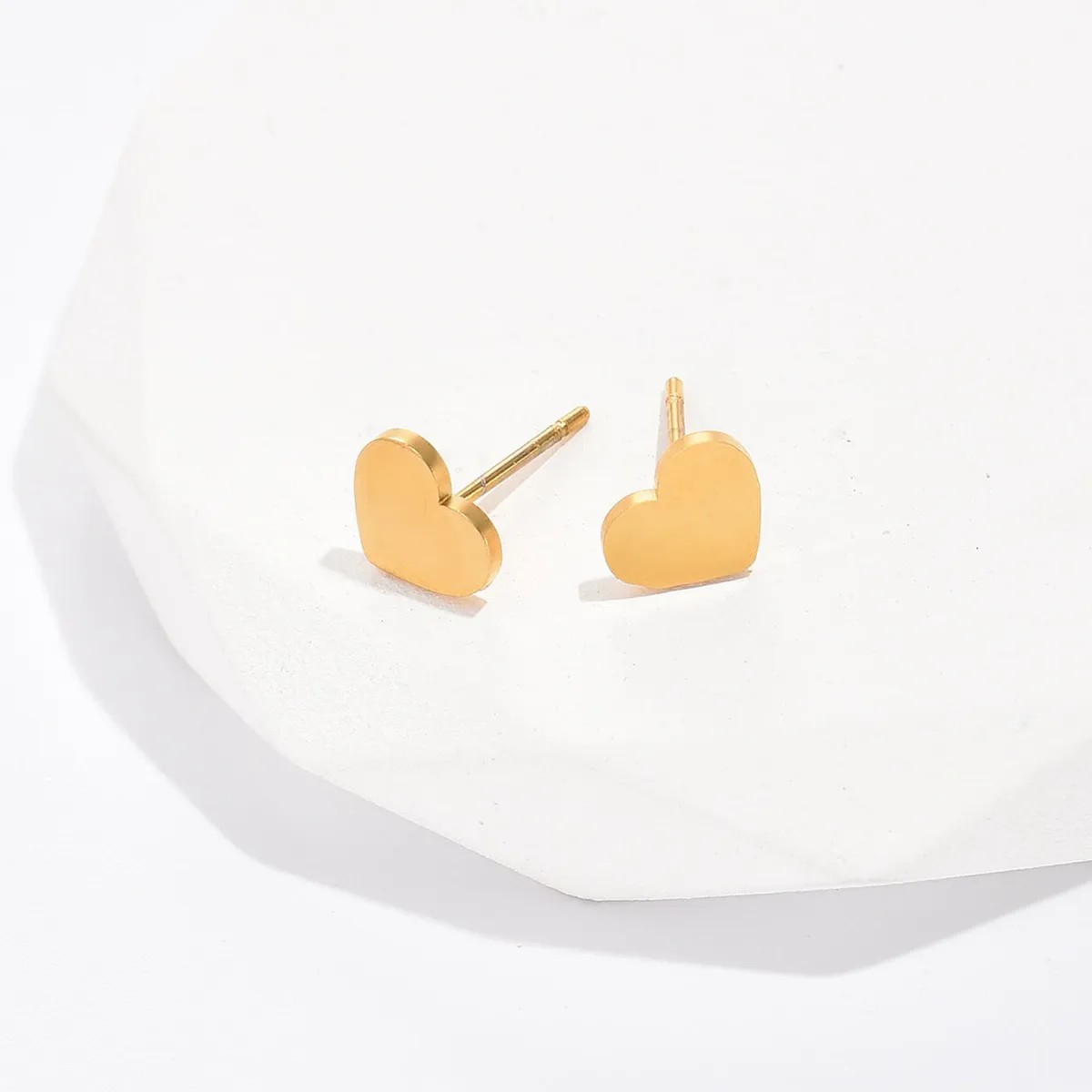 Simple Style Triangle Heart Shape Flower Steel Ear Studs Plating Stainless Steel Earrings_colorza_5