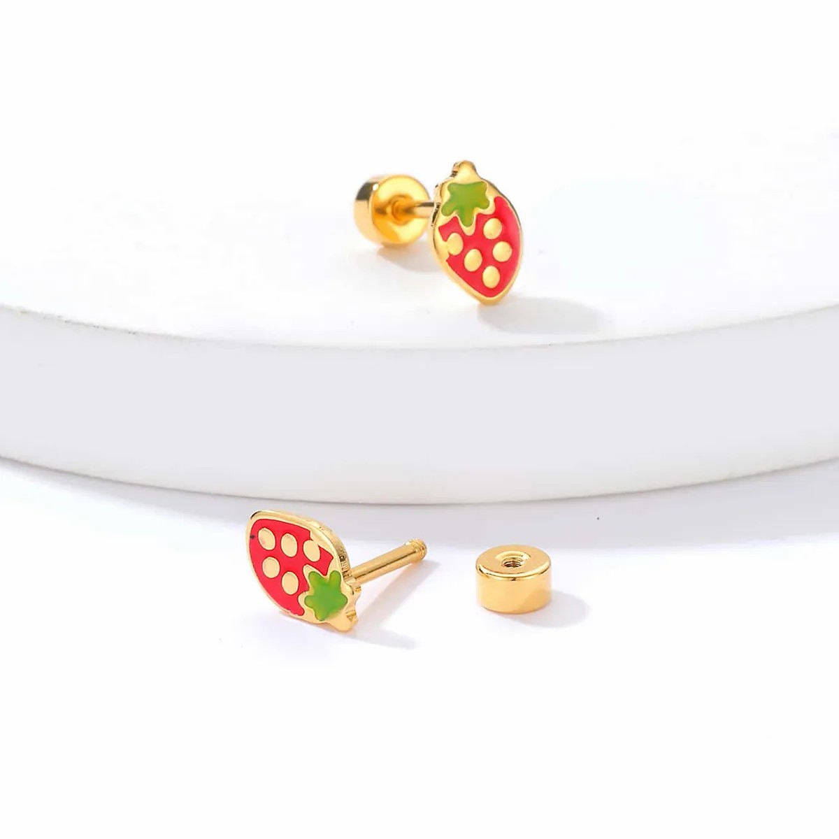 Simple Style Strawberry Stainless Steel Ear Studs_colorza_3