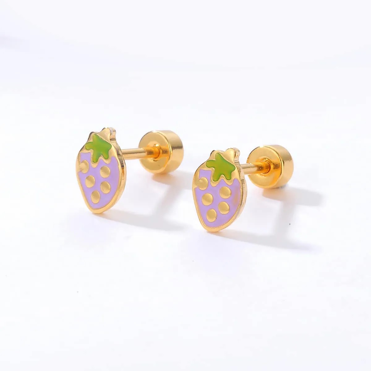 Simple Style Strawberry Stainless Steel Ear Studs_colorza_4