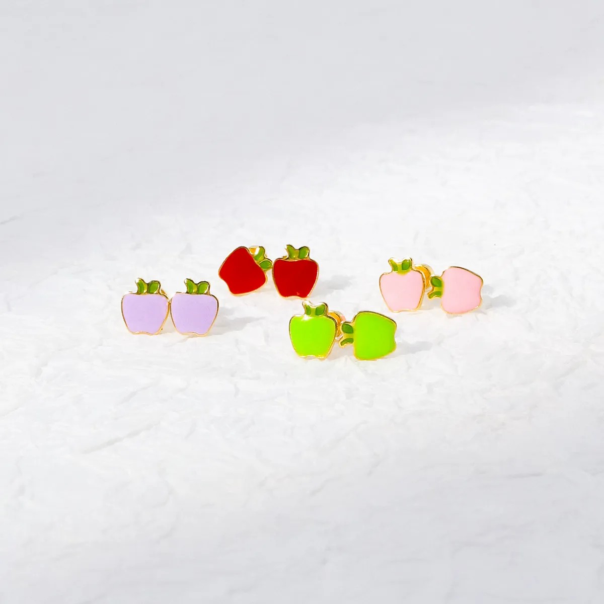 Fashion Apple Stainless Steel Ear Studs_colorza_1