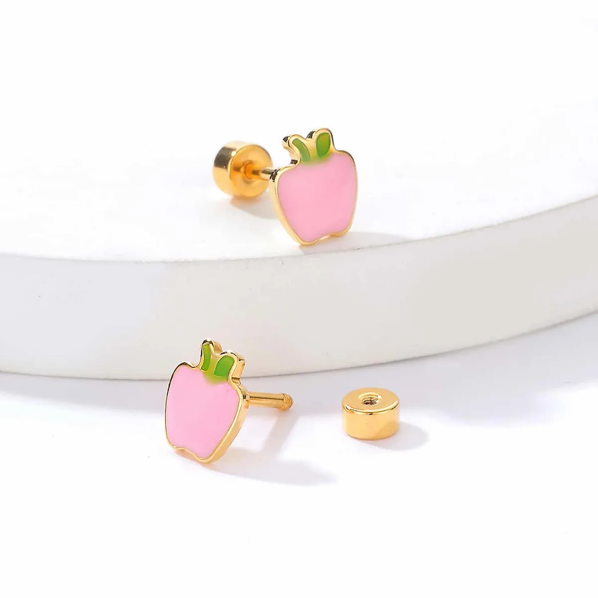 Fashion Apple Stainless Steel Ear Studs_colorza_3