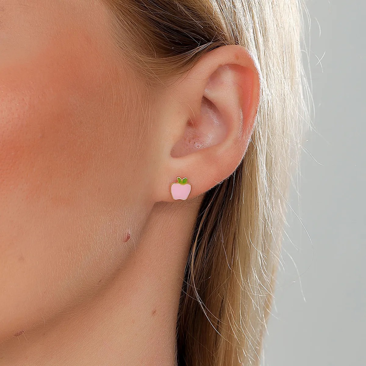 Fashion Apple Stainless Steel Ear Studs_colorza_4
