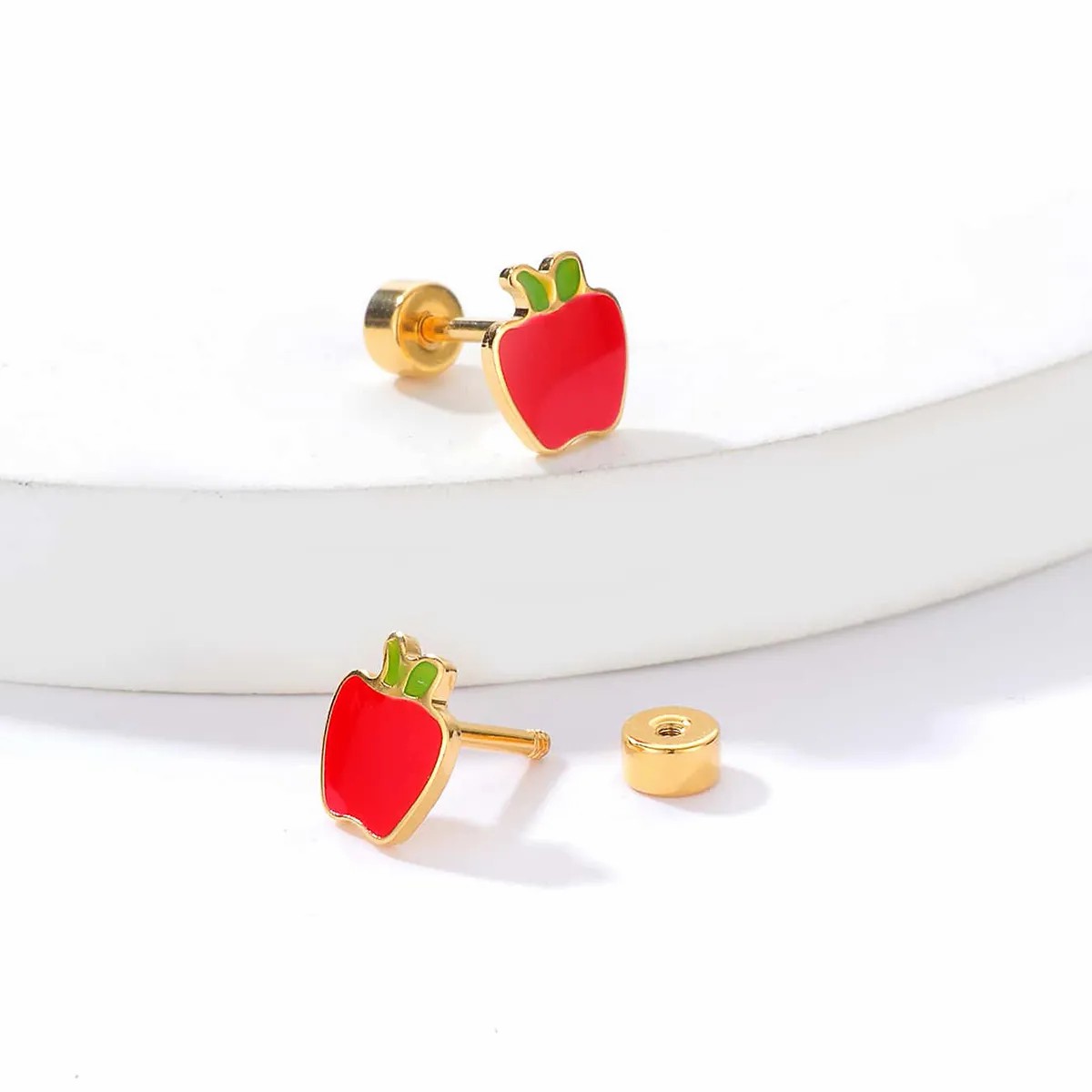Fashion Apple Stainless Steel Ear Studs_colorza_6