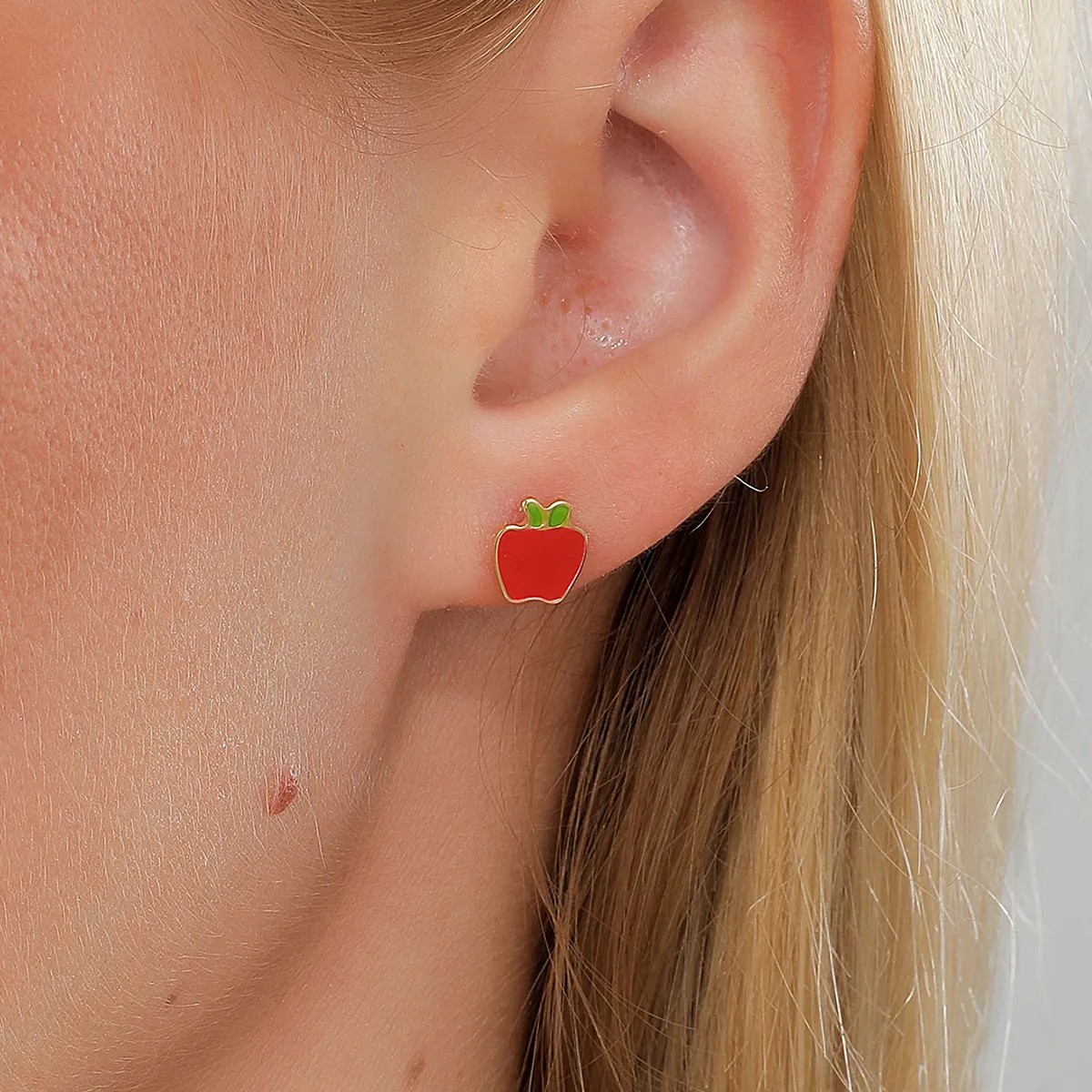 Fashion Apple Stainless Steel Ear Studs_colorza_7